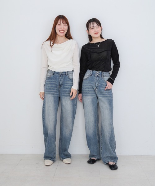 Bab（バブ）の「【M・Lサイズ展開】ダブルボタンデニムパンツ（デニムパンツ・レディース・ブラック/ブルー・M/L）」の22枚目の写真