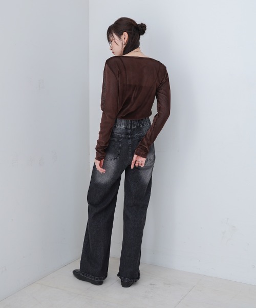 Bab（バブ）の「【M・Lサイズ展開】ダブルボタンデニムパンツ（デニムパンツ・レディース・ブラック/ブルー・M/L）」の7枚目の写真