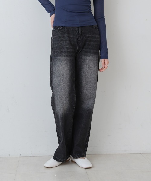 Bab（バブ）の「【M・Lサイズ展開】ダブルボタンデニムパンツ（デニムパンツ・レディース・ブラック/ブルー・M/L）」の9枚目の写真