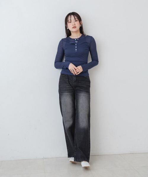 Bab（バブ）の「【M・Lサイズ展開】ダブルボタンデニムパンツ（デニムパンツ・レディース・ブラック/ブルー・M/L）」の10枚目の写真