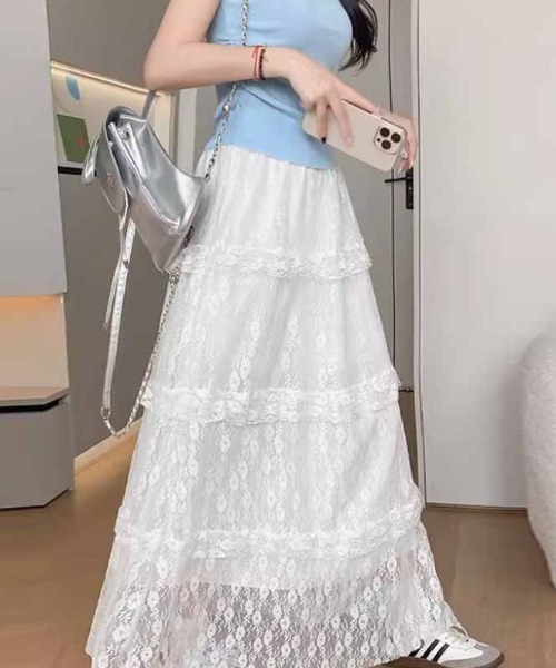 shoppinggo(ショッピングゴー)の「総レーススカート 選べる2タイプ ロングスカート(スカート・レディース・ホワイト系その他/ホワイト・M)」の1枚目の写真