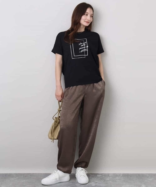 MK MICHEL KLEIN(エムケーミッシェルクラン)の「サテンヴィンテージ調ワイドパンツ/接触冷感/洗える(その他パンツ・レディース・ブラウン/ライトグレー・38)」の11枚目の写真