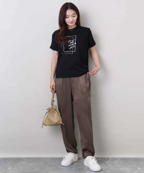MK MICHEL KLEIN(エムケーミッシェルクラン)の「サテンヴィンテージ調ワイドパンツ/接触冷感/洗える(その他パンツ・レディース・ブラウン/ライトグレー・38)」の14枚目の写真