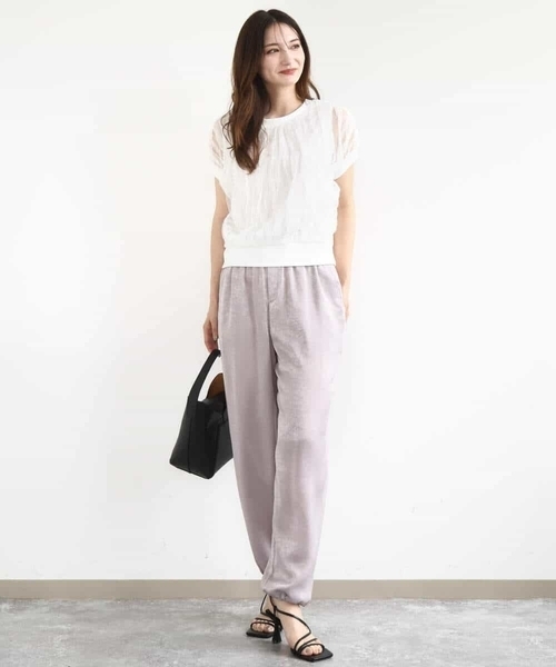 MK MICHEL KLEIN(エムケーミッシェルクラン)の「サテンヴィンテージ調ワイドパンツ/接触冷感/洗える(その他パンツ・レディース・ブラウン/ライトグレー・38)」の12枚目の写真