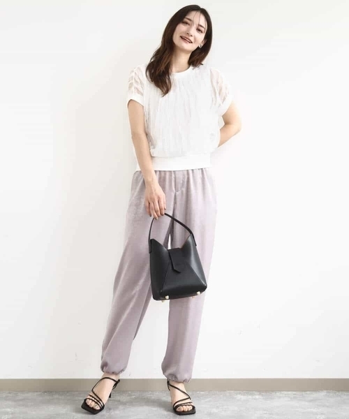 MK MICHEL KLEIN(エムケーミッシェルクラン)の「サテンヴィンテージ調ワイドパンツ/接触冷感/洗える(その他パンツ・レディース・ブラウン/ライトグレー・38)」の17枚目の写真