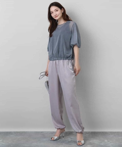MK MICHEL KLEIN(エムケーミッシェルクラン)の「サテンヴィンテージ調ワイドパンツ/接触冷感/洗える(その他パンツ・レディース・ブラウン/ライトグレー・38)」の21枚目の写真