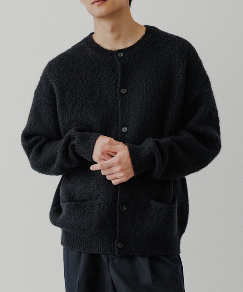 美品 アダムエロペ オーバーサイズ モヘア クルーネック カーディガン ブラック ADAM ET ROPE'（アダムエロペ）の「モヘアミックス オーバー