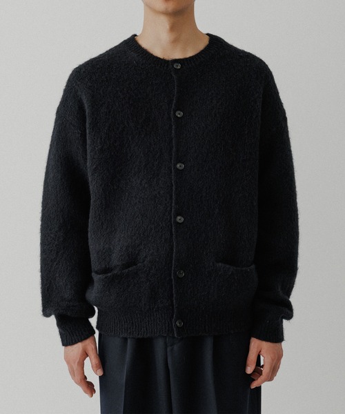 アダムエロペ モヘア混 カーディガン L ブラック 試着のみ美品 ADAM ET ROPE'（アダムエロペ）の「モヘアミックス オーバー