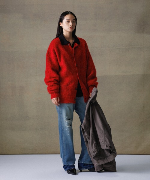 モヘアミックス オーバーサイズ クルーネックカーディガン