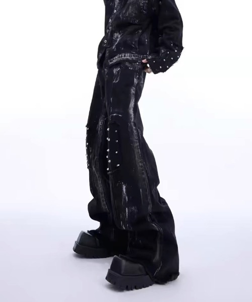 .KOM（ドットコム）の「『.KOM/ドットケーオーエム』ストーンスタッズフレアデニム【Y】【CN】（デニムパンツ・メンズ・ブラック・XL/L）」の4枚目の写真