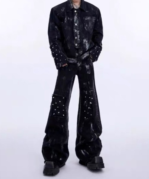 .KOM（ドットコム）の「『.KOM/ドットケーオーエム』ストーンスタッズフレアデニム【Y】【CN】（デニムパンツ・メンズ・ブラック・XL/L）」の5枚目の写真