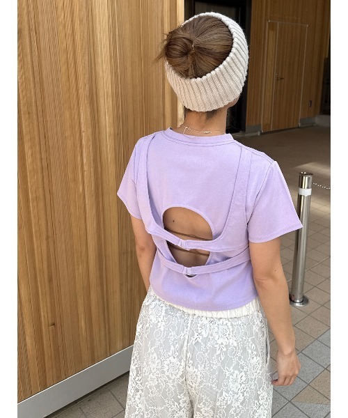 ELCHELE（エルチェレ）の「BACK HOLE TEE（Tシャツ/カットソー・レディース・ブラック/ホワイト/パープル・FREE）」の9枚目の写真