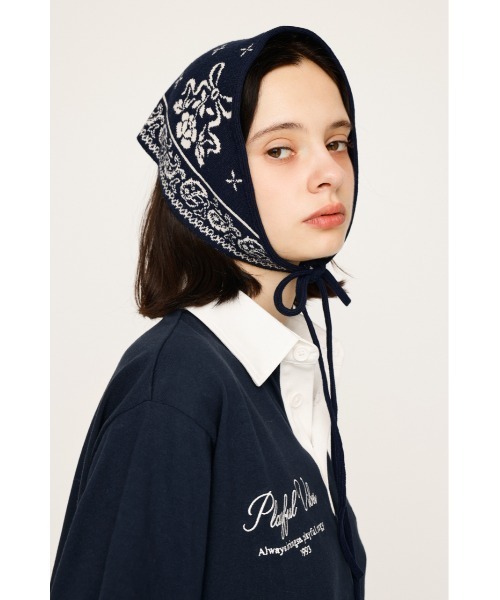 SLY(スライ)の「JQ KNIT BANDANA ジャガード ニット バンダナ 秋服(バンダナ/スカーフ・レディース・ネイビー/アイボリー/ブラック・FREE)」の20枚目の写真