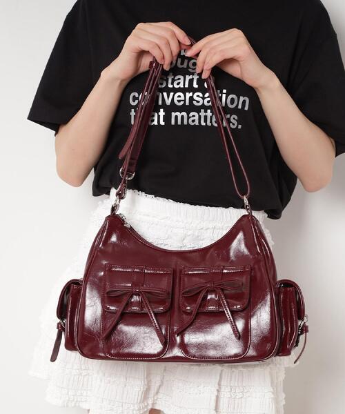 ESPERANZA(エスペランサ)の「ポケットリボン2WAYバッグ(ショルダーバッグ・レディース・シルバー/ブラック/レッド系1・FREE)」の3枚目の写真