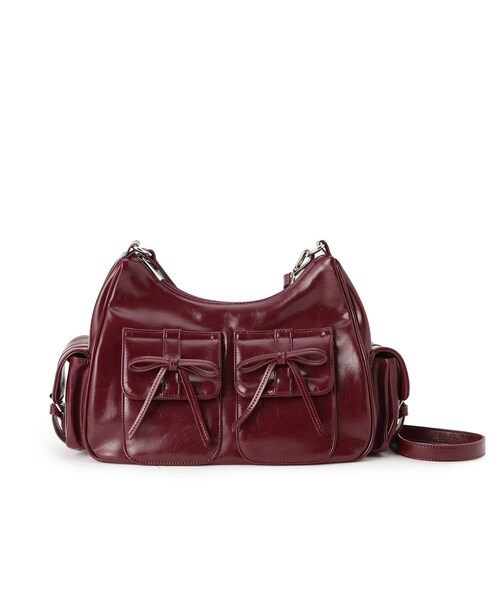 ESPERANZA(エスペランサ)の「ポケットリボン2WAYバッグ(ショルダーバッグ・レディース・シルバー/ブラック/レッド系1・FREE)」の5枚目の写真