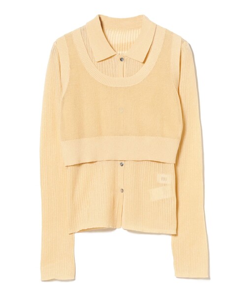 Ray BEAMS（レイビームス）の「RBS / RIBポロ ベストセット [手洗い可]（ニット/セーター・レディース・クリーム/ダークブラウン・ONE SIZE）」の8枚目の写真