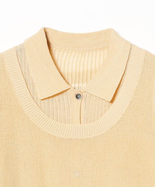 Ray BEAMS（レイビームス）の「RBS / RIBポロ ベストセット [手洗い可]（ニット/セーター・レディース・クリーム/ダークブラウン・ONE SIZE）」の9枚目の写真