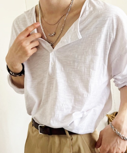 NOWLE（ノウル）の「【NOWLE】コットン スラブ リラックス ヘンリーネック Tシャツ（Tシャツ/カットソー・メンズ・ホワイト/アッシュブラウン/ダークグレー・LARGE/X-LARGE/MEDIUM）」の18枚目の写真