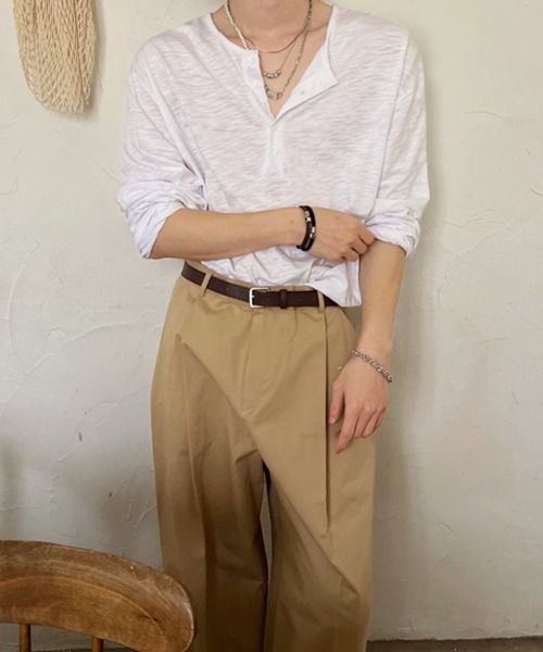 NOWLE（ノウル）の「【NOWLE】コットン スラブ リラックス ヘンリーネック Tシャツ（Tシャツ/カットソー・メンズ・ホワイト/アッシュブラウン/ダークグレー・LARGE/X-LARGE/MEDIUM）」の19枚目の写真