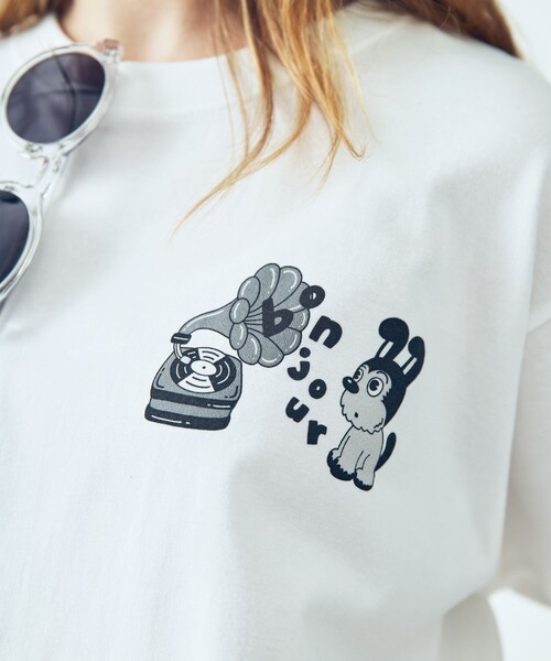 bonjour records(ボンジュールレコーズ)の「【chocomoo×bonjour records DOG君】 Tee(Tシャツ/カットソー・レディース・ホワイト/ブラック・M/L/XL)」の12枚目の写真