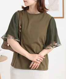 EGLANTINE 袖チュールレイヤードカットソー