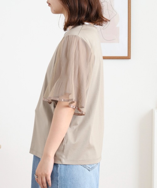 EGLANTINE(エグランティーヌ)の「EGLANTINE 袖チュールレイヤードカットソー(Tシャツ/カットソー・レディース・ブラック/カーキ/モカ・38)」の19枚目の写真