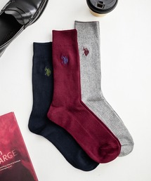 U.S. POLO ASSN.（ユーエスポロアッスン）の「U.S. POLO ASSN. ユーエスポロアッスン ワンポイントロゴ刺繍3足アソートクルー丈ソックス（ソックス/靴下・メンズ）」