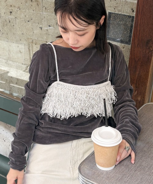feepur(フェピュール)の「【ハンドウォッシャブル】フリンジニットビスチェ(その他トップス・レディース・ブラック/オフホワイト・MEDIUM)」の6枚目の写真