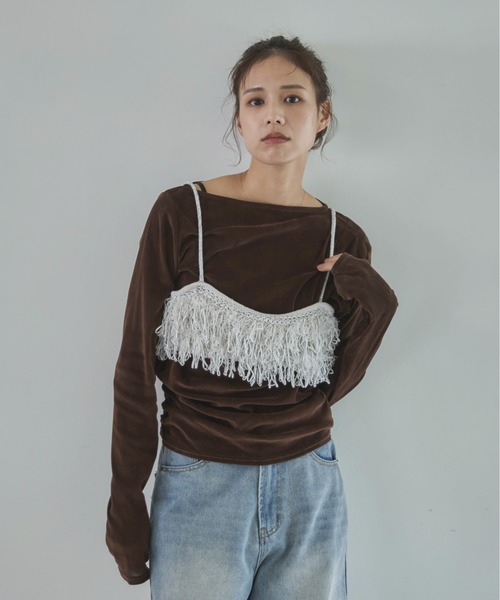 feepur(フェピュール)の「【ハンドウォッシャブル】フリンジニットビスチェ(その他トップス・レディース・ブラック/オフホワイト・MEDIUM)」の9枚目の写真