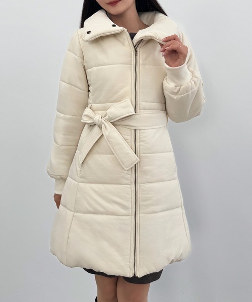 セール】2wayフロントジップミドル中綿コート（ダウンジャケット