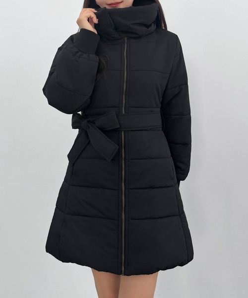セール】2wayフロントジップミドル中綿コート（ダウンジャケット
