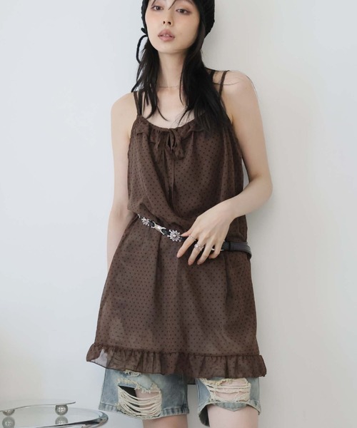 Ulysses（ユリシス）の「シアードットキャミワンピース（ワンピース・レディース・ダークグレー/ピンク/ブラウン・F）」の3枚目の写真