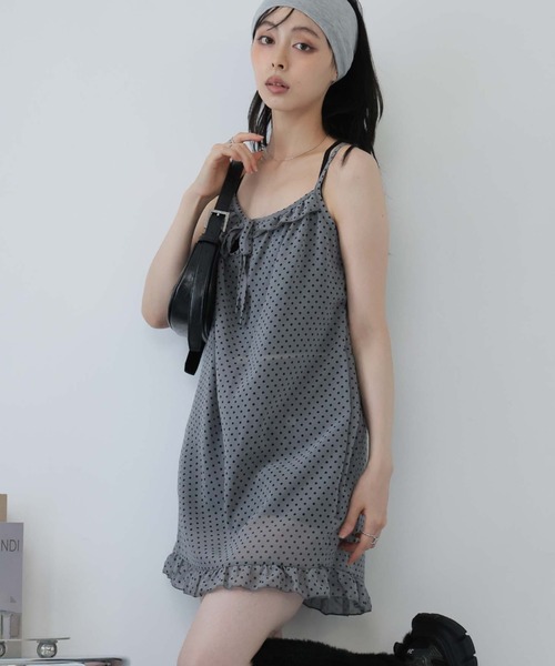 Ulysses（ユリシス）の「シアードットキャミワンピース（ワンピース・レディース・ダークグレー/ピンク/ブラウン・F）」の2枚目の写真