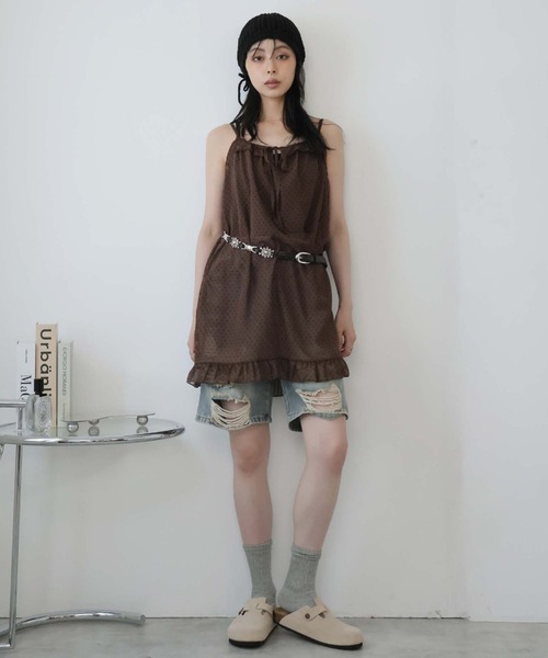 Ulysses（ユリシス）の「シアードットキャミワンピース（ワンピース・レディース・ダークグレー/ピンク/ブラウン・F）」の6枚目の写真