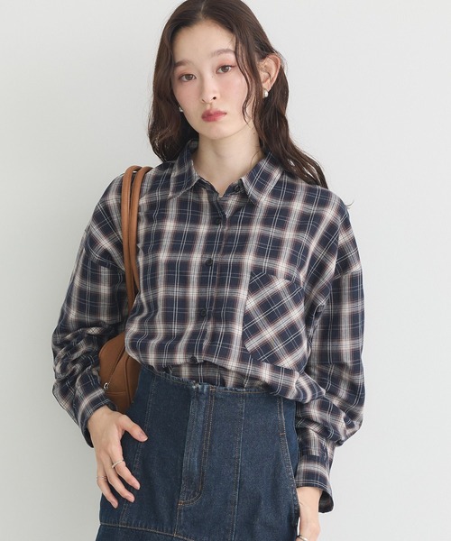 earth music&ecology(アースミュージックアンドエコロジー)の「マルチウェイチェックシャツ(シャツ/ブラウス・レディース・ブラック系その他3/ベージュ系その他4・FREE)」の2枚目の写真