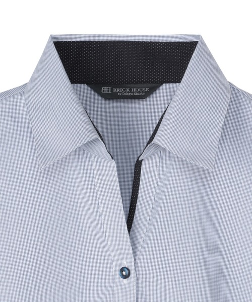 TOKYO SHIRTS(トウキョウシャツ)の「【透け防止】 形態安定ノーアイロン スキッパー 7分袖ビジネスワイシャツ(ビジネスシャツ・レディース・ブルー・S/M/L/LL/XL)」の3枚目の写真
