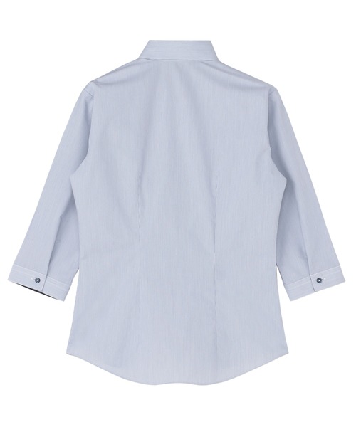 TOKYO SHIRTS(トウキョウシャツ)の「【透け防止】 形態安定ノーアイロン スキッパー 7分袖ビジネスワイシャツ(ビジネスシャツ・レディース・ブルー・S/M/L/LL/XL)」の2枚目の写真