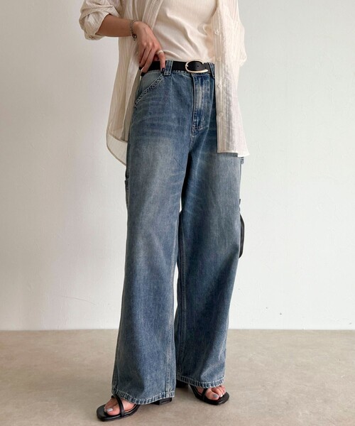 fredy emue（フレディエミュ）の「デニムペインターパンツ（デニムパンツ・レディース・ブルー・36/38）」の6枚目の写真