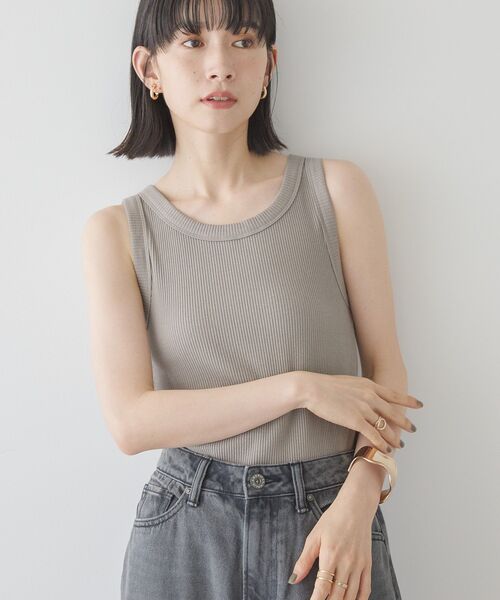 AMERICAN HOLIC（アメリカンホリック）の「アソートテレコタンクトップ（タンクトップ・レディース・アイボリー/ブラック/グレイッシュベージュ/キャメル/サーモンピンク・M/L）」の4枚目の写真