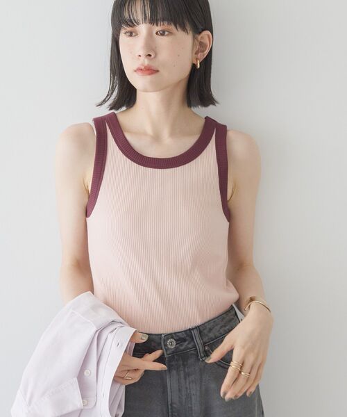 AMERICAN HOLIC（アメリカンホリック）の「アソートテレコタンクトップ（タンクトップ・レディース・アイボリー/ブラック/グレイッシュベージュ/キャメル/サーモンピンク・M/L）」の5枚目の写真