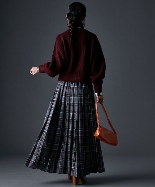 GEVS.（ジェイヴィス）の「チェックマキシプリーツスカート＜大きいサイズ有＞GEVS.（スカート・レディース・グレー系/レッド系・M/L/LL/3L/4L/5L）」の9枚目の写真