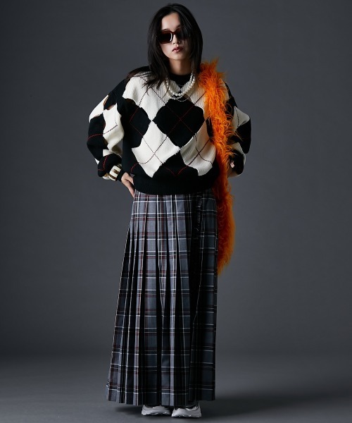 GEVS.（ジェイヴィス）の「チェックマキシプリーツスカート＜大きいサイズ有＞GEVS.（スカート・レディース・グレー系/レッド系・M/L/LL/3L/4L/5L）」の14枚目の写真