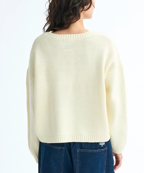 ELEMENT eden（エレメントエデン）の「ELEMENT レディース LOGO KNIT WOMEN セーター 【2025年秋冬モデル】/エレメントワイドシルエットロゴジャガードニット・セーター（ニット/セーター・レディース・ブラック/オフホワイト/ピンク・MEDIUM）」の5枚目の写真