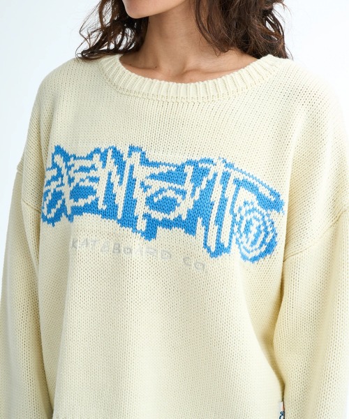 ELEMENT eden（エレメントエデン）の「ELEMENT レディース LOGO KNIT WOMEN セーター 【2025年秋冬モデル】/エレメントワイドシルエットロゴジャガードニット・セーター（ニット/セーター・レディース・ブラック/オフホワイト/ピンク・MEDIUM）」の6枚目の写真