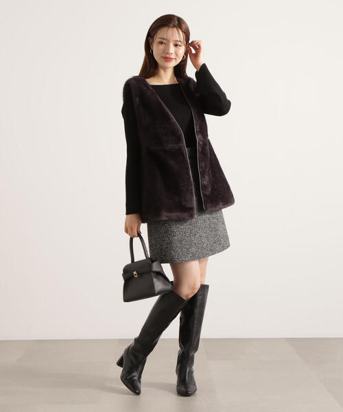 PROPORTION BODY DRESSING（プロポーションボディドレッシング）の「フェイクファーペプラムジレ / 1215255908（テーラードジャケット・レディース・ベージュ/ダークグレー・FREE）」の22枚目の写真