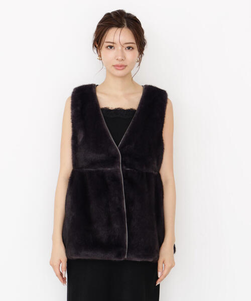 PROPORTION BODY DRESSING（プロポーションボディドレッシング）の「フェイクファーペプラムジレ / 1215255908（テーラードジャケット・レディース・ベージュ/ダークグレー・FREE）」の21枚目の写真