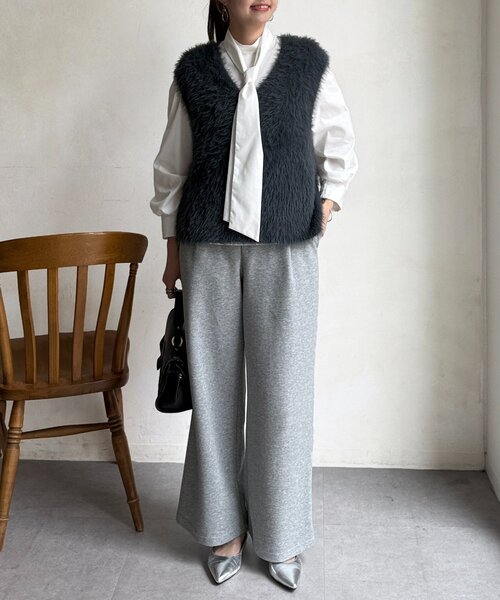 Chez toi（シェトワ）の「細ボウタイブラウス（シャツ/ブラウス・レディース・ブラック/ホワイト・FREE）」の8枚目の写真