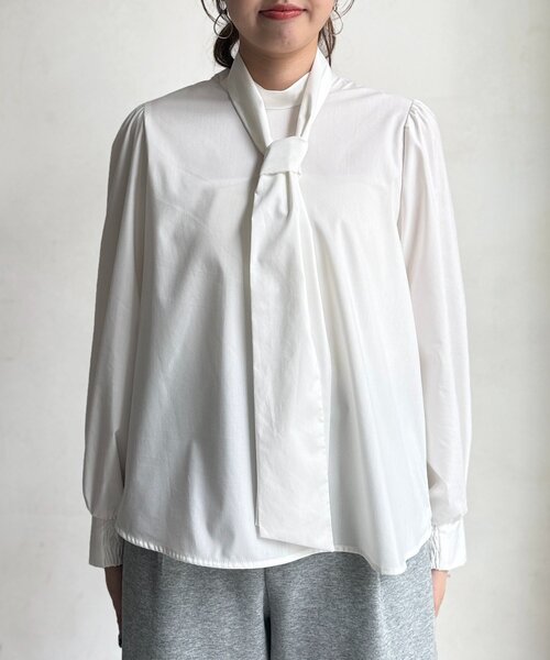 Chez toi（シェトワ）の「細ボウタイブラウス（シャツ/ブラウス・レディース・ブラック/ホワイト・FREE）」の11枚目の写真