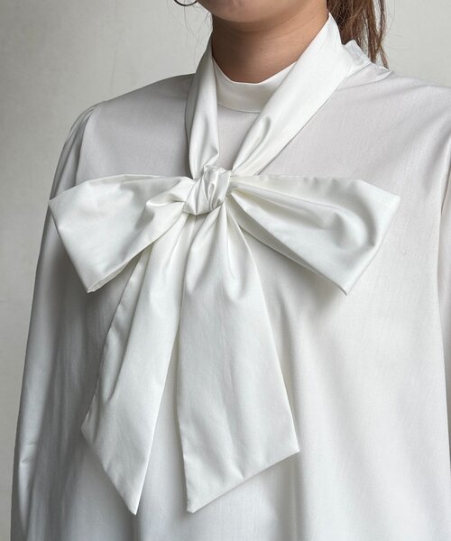 Chez toi（シェトワ）の「細ボウタイブラウス（シャツ/ブラウス・レディース・ブラック/ホワイト・FREE）」の16枚目の写真