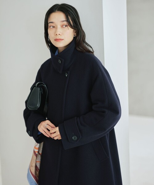 green label relaxing（グリーンレーベルリラクシング）の「［size SHORT/TALLあり］SENTDALE WOOL スタンドカラー ロング コート（その他アウター・レディース・グレー/モカ/ネイビー・38/36/SHORT/TALL）」の4枚目の写真